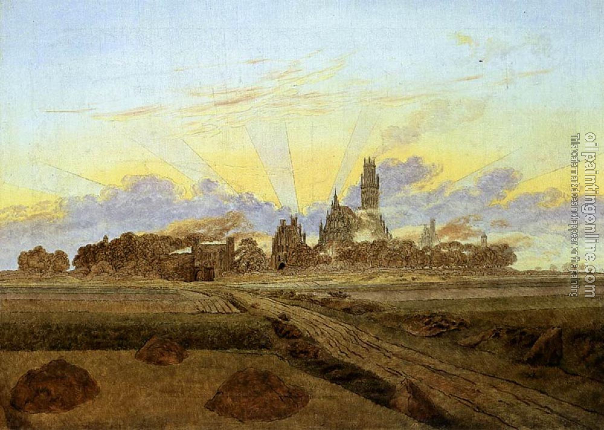 Friedrich, Caspar David - Neubrandenburg In Flames